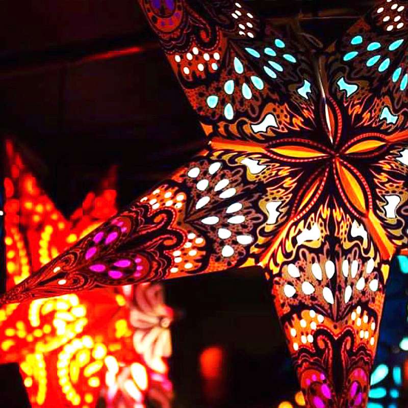 Abat-jours papier multi-colors en forme d'étoile